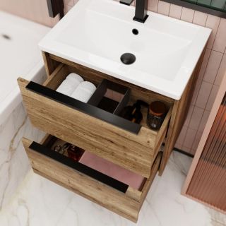 Тумба под раковину La Fenice Tesoro FNC-01-TES-DGT-60-2 Дуб галифакс табак 60 см